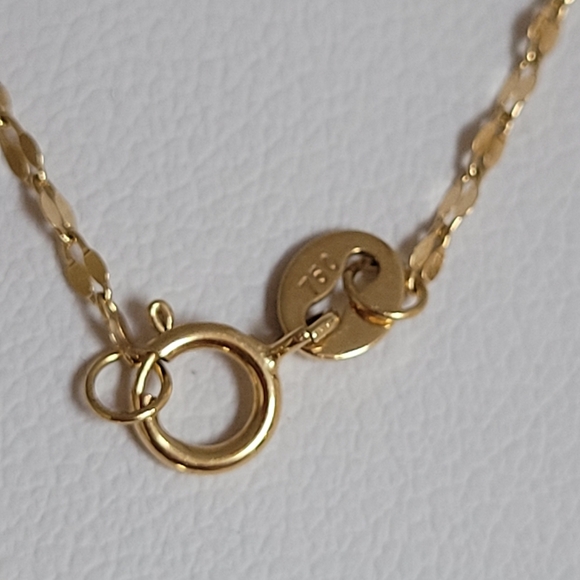 18k Solid Yellow Gold Natural Australian Fire Opal Cabochon & Chain Necklace. - Picture 6 of 6